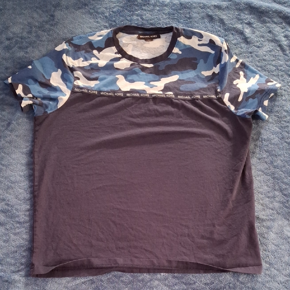 Michael Kors Blue Camouflage Men's Shirt